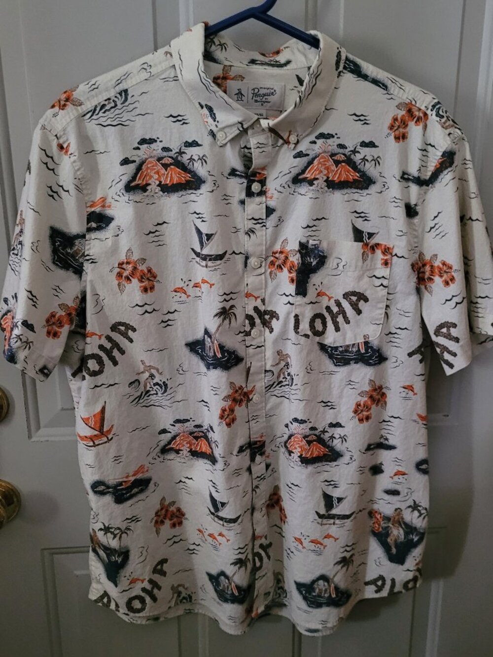 Vintage Penguin Brand ALOHA Hawaii Short Sleeve Shirt Men's Medium